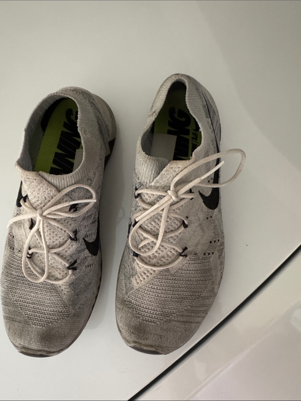 Nike Flyknit Sneakers in Light Gray with Black Swoosh - Picture 2 of 4